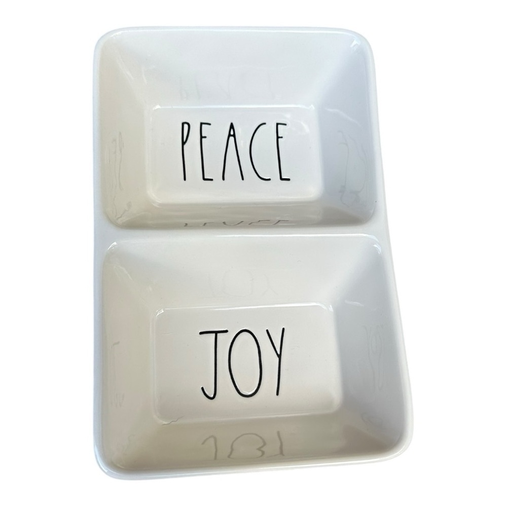 Rae Dunn Peace & Joy White Candy Dish